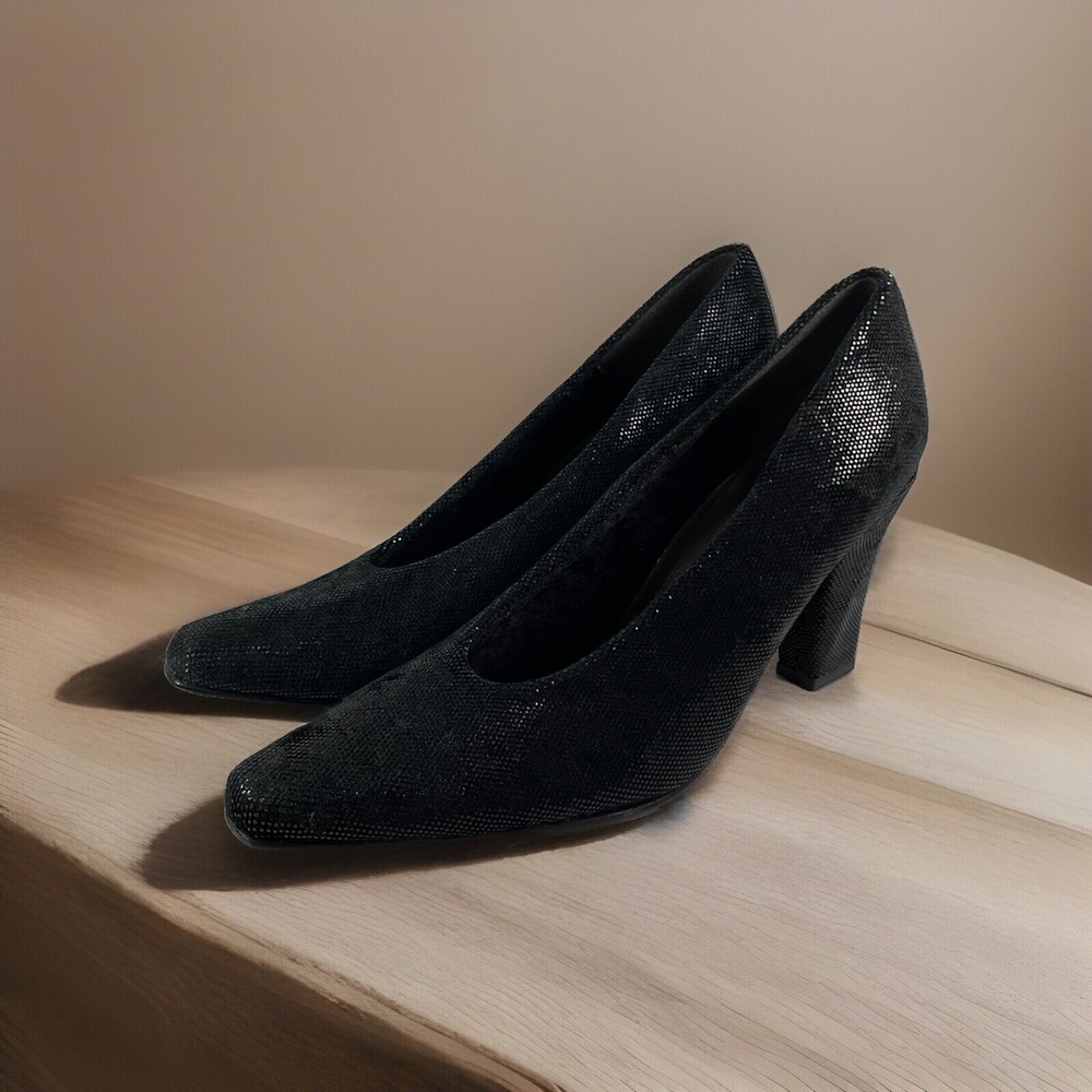 Vintage 90s MARGARET JERROLD Women 9‎ M 39 Euro Black Heels Retro Glam 80's